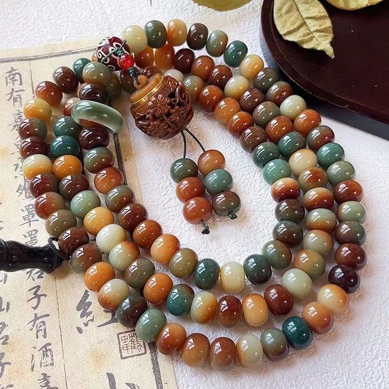 popular bodhi handheld 108 pieces bodhi seeds bracelet dunhuang green lights ancient buddha lotus men and women advanced collectables-autograph rosary