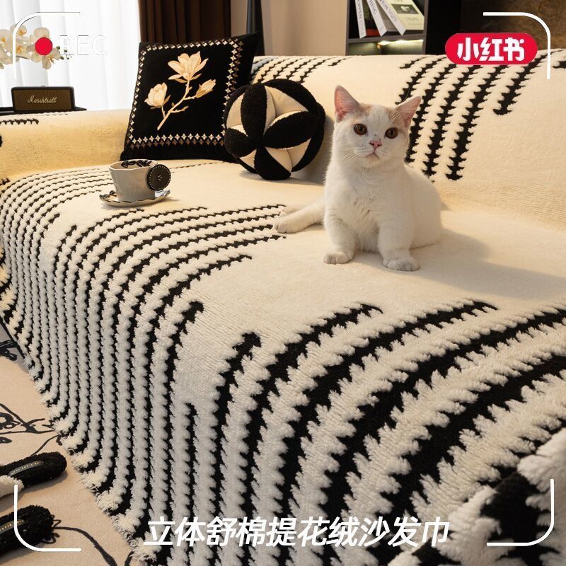 2024 new autumn and winter thickened sofa towel a whole full covered plush sofa cover towel non-slip sofa cushion cover