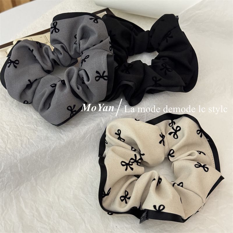 korean style high-grade flocking bow large intestine hair band female temperament bun headband high elastic hair bands rubber band