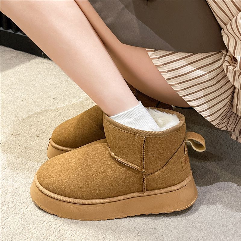 zhou dongyu platform snow boots women‘s winter 2024 new extra thick velvet short boots thickened non-slip warm cotton shoes