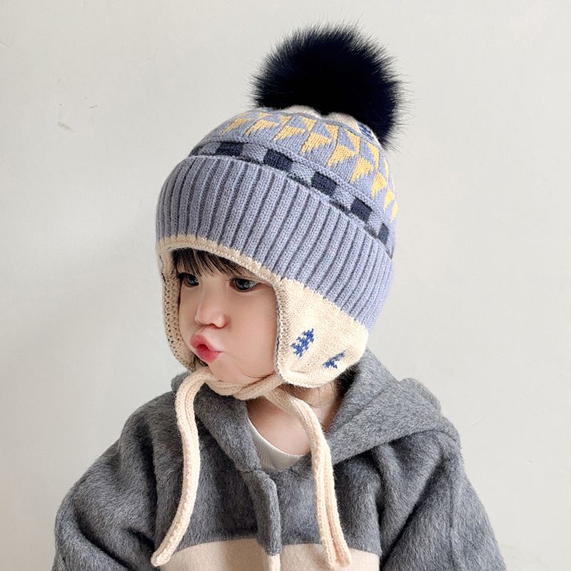 baby hat earmuffs hat autumn and winter new cute fluffy ball cap girls boys thickened children warm hat fashion