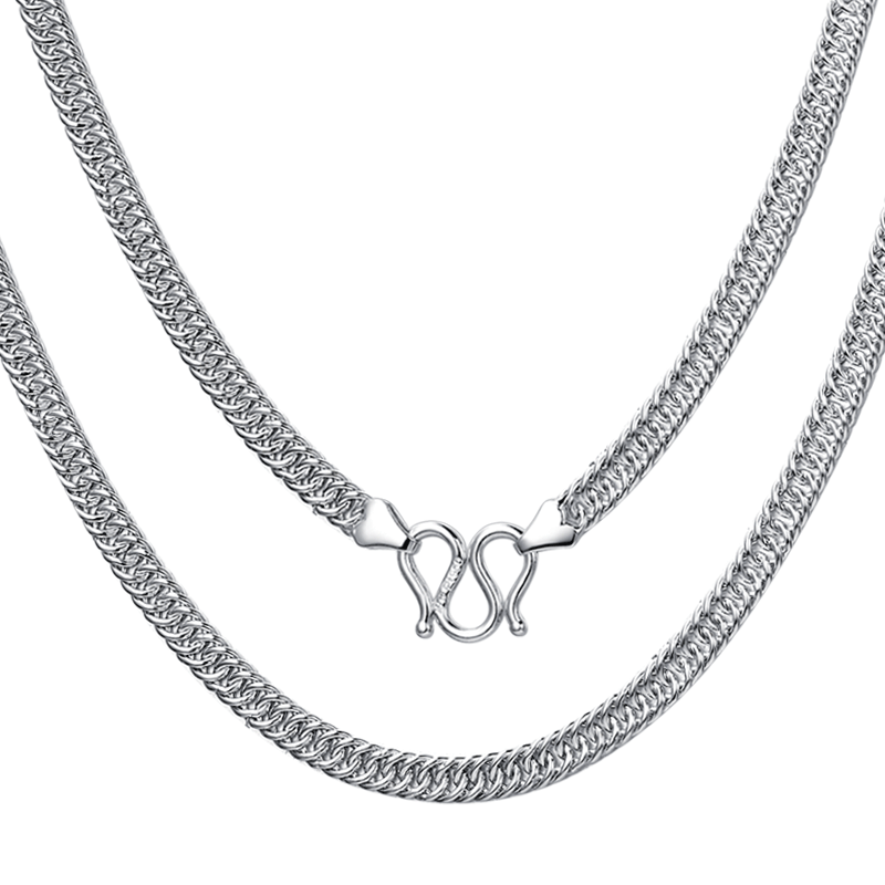 genuine goods pt950 platinum double whip cuban necklace men‘s white gold fashion men‘s pure platinum necklace men‘s and women‘s