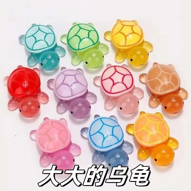 [same style with tiktok] new luminous color little turtle resin simulation big turtle decoration children‘s toy gift