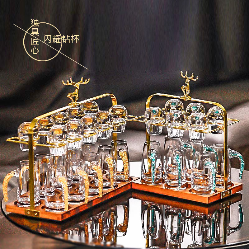 high-end entry lux crystal spirit glass suit household gold foil shooter glass tass 100.00g gold foil liquor divider