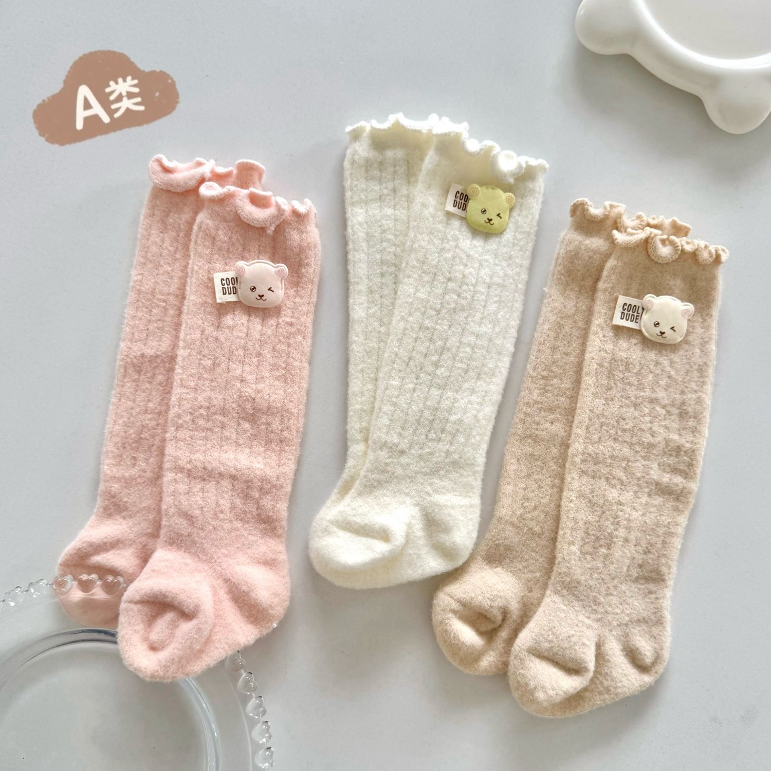 baby socks autumn and winter thickening warm with velvet newborn over the knee stockings baby socks not tight legs cold-proof long