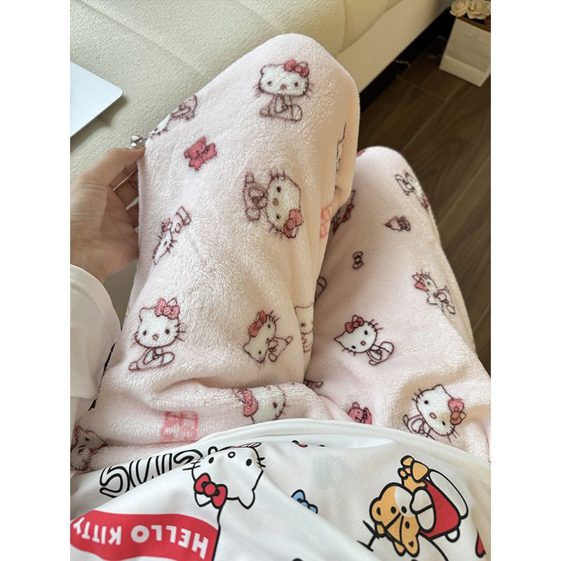 outer wear winter thickened velvet padded pajama pants women‘s double-sided velvet warm pants coral fleece homewear pants soft warm pajama pants