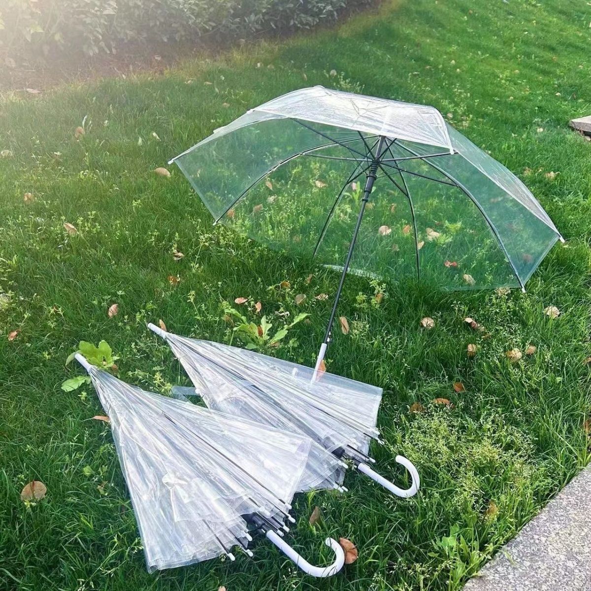 transparent umbrella large double internet celebrity ins student folding long handle simple children umbrella wholesale custom graffiti