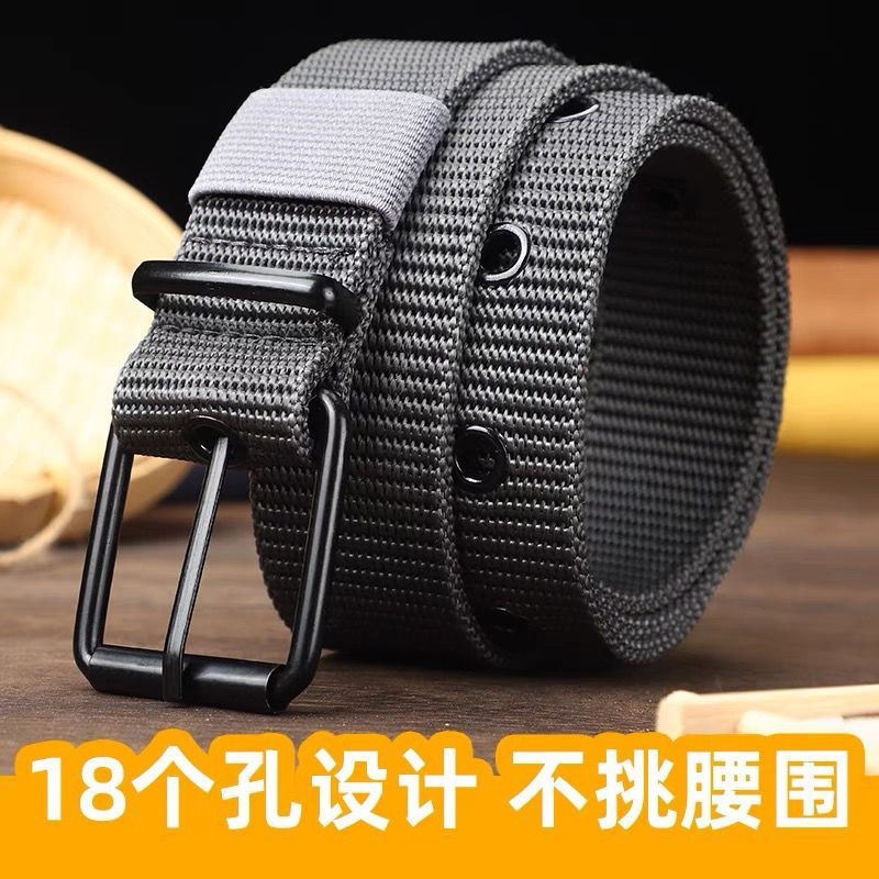 men‘s and women‘s porous pin buckle canvas belt youth leisure all-matching jeans with students outdoor military training korean style belt