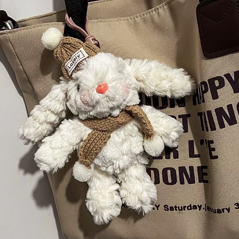 new waste soil style loppy eared rabbit car key ring pendant cute plush doll bag small ornaments gift