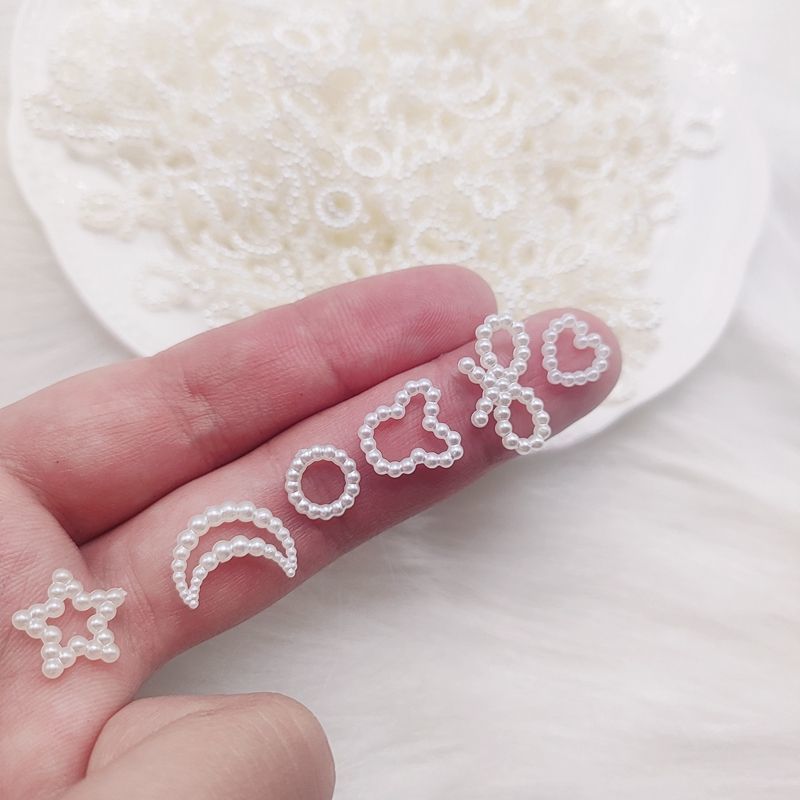 diy material handmade ornament hollow out love heart bow tie beading manicure cream glue accessories barrettes earring decoration