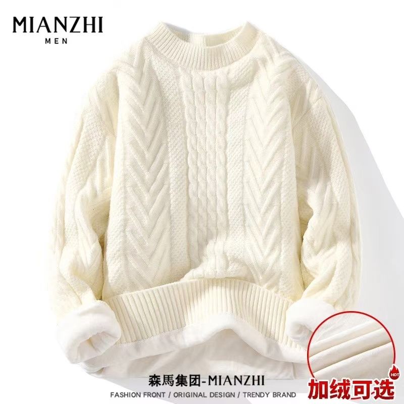 senma group cotton sweater men‘s 2024 autumn and winter new warm twisted round neck laid-back preppy style sweater