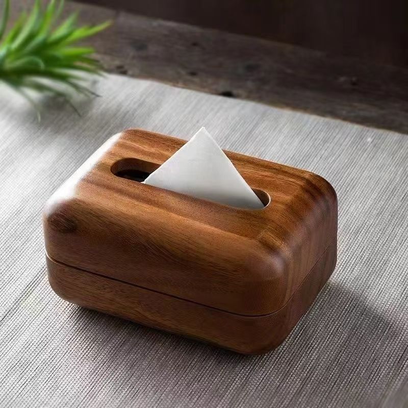 walnut pine solid wood paper box dining room/living room kitchen home tissue box chinese creative napkin paper box desktop