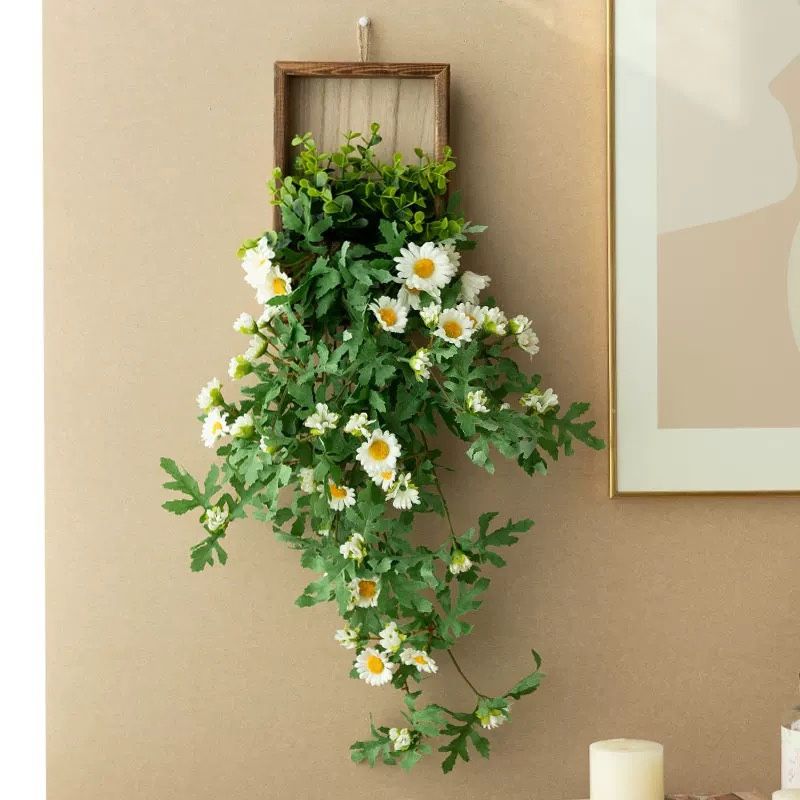 ins style little daisy wall hanging emulational flower vine vine winding hanging wall occlusion greenery and fake flowers wall decoration