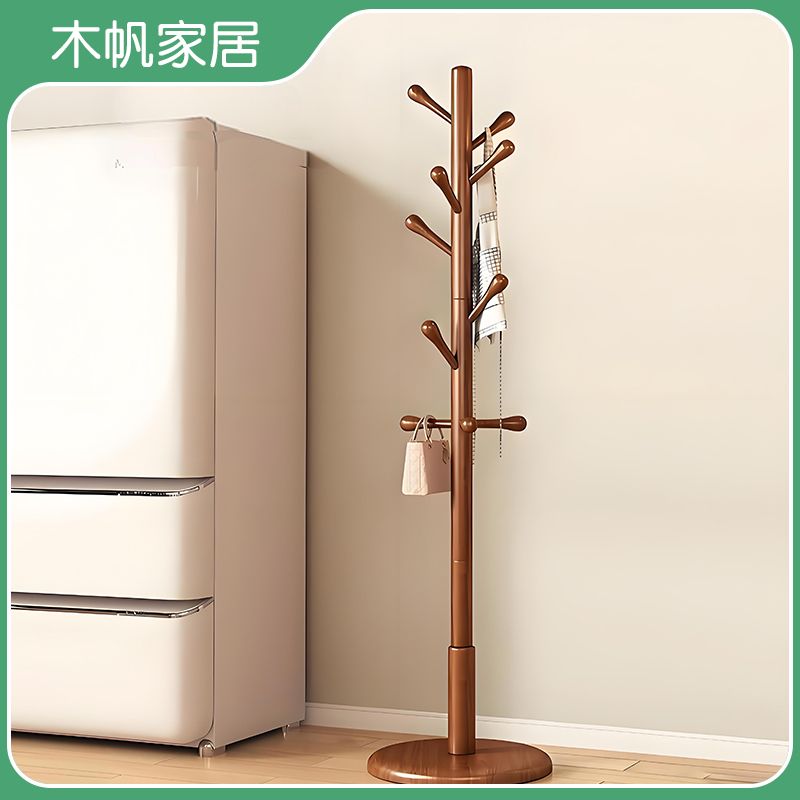 wooden fan home wood floor coat stand household living room thickened storage rack bedroom vertical simple clothesline pole