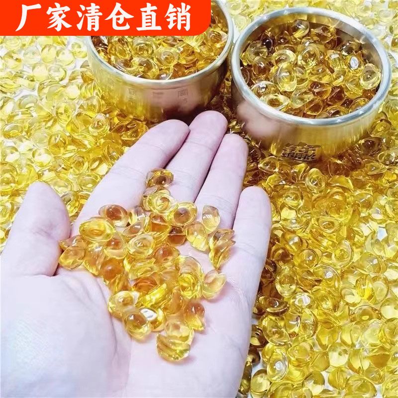 yellow crystal small yuanbao clearance ingot ornament gold ingot yellow water gold ingot creative glass creative ornament