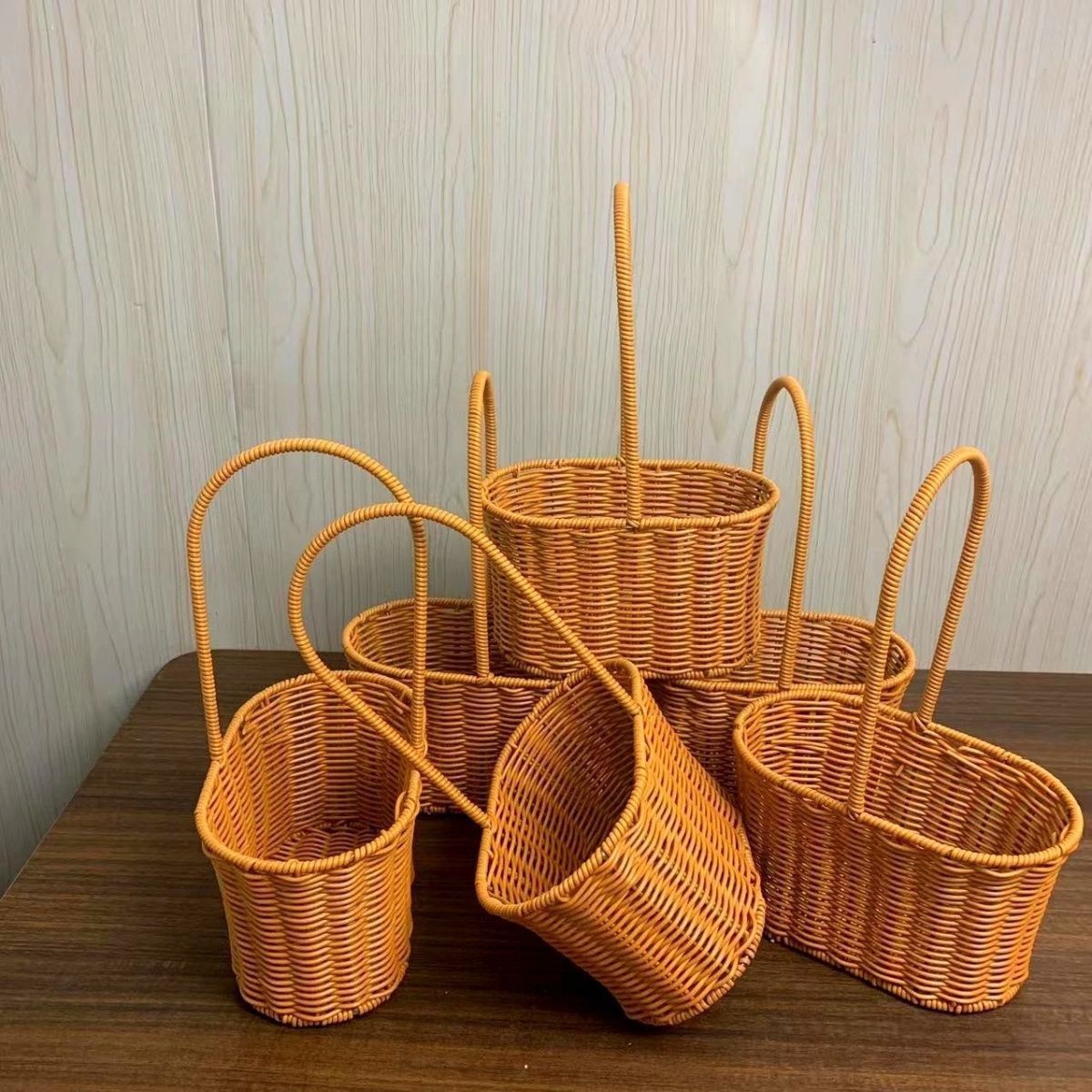 rattan portable flower basket new gardening flower arrangement confinement handmade eggs fruit flowers knitted basket mori style wholesale