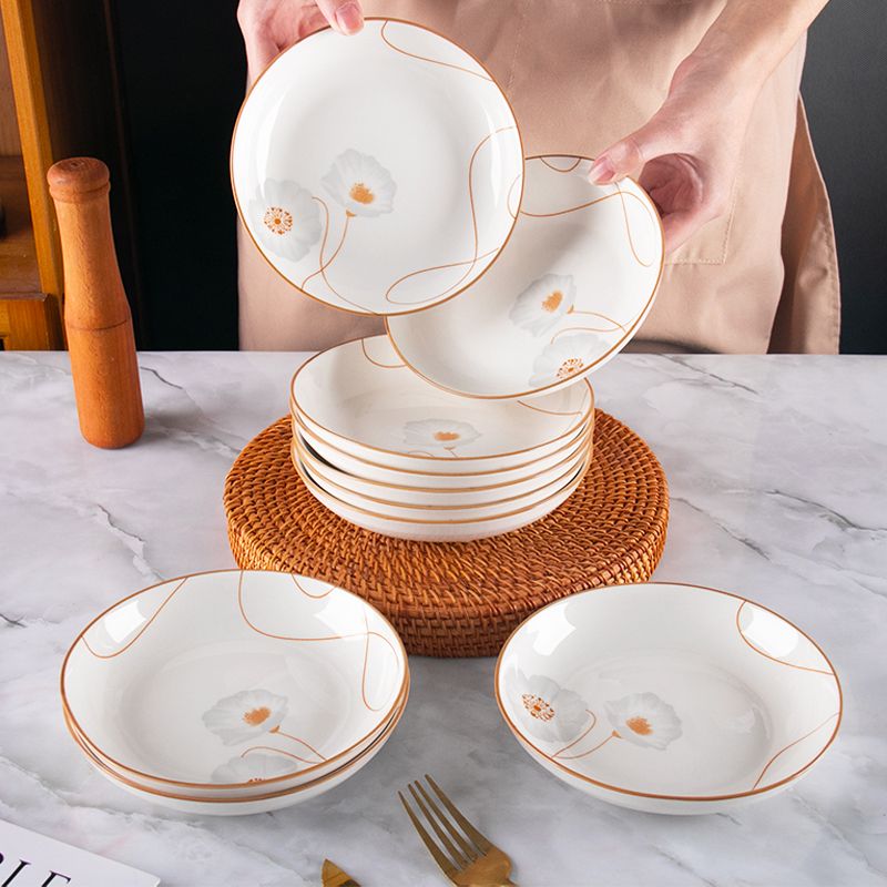 10 pcs 6.5-inch ceramic bone dish soup plate internet celebrity tableware food dish dinner plate moving into the new house