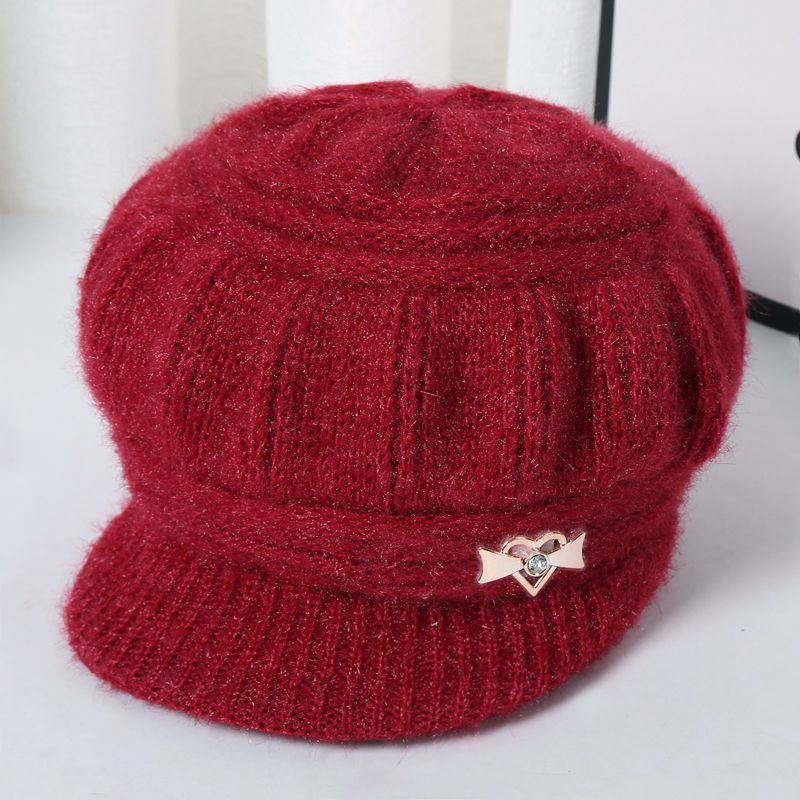 autumn winter hat women‘s fashion pumpkin hat fleece-lined thickened mom style hat middle-aged and elderly thermal knitting woolen cap