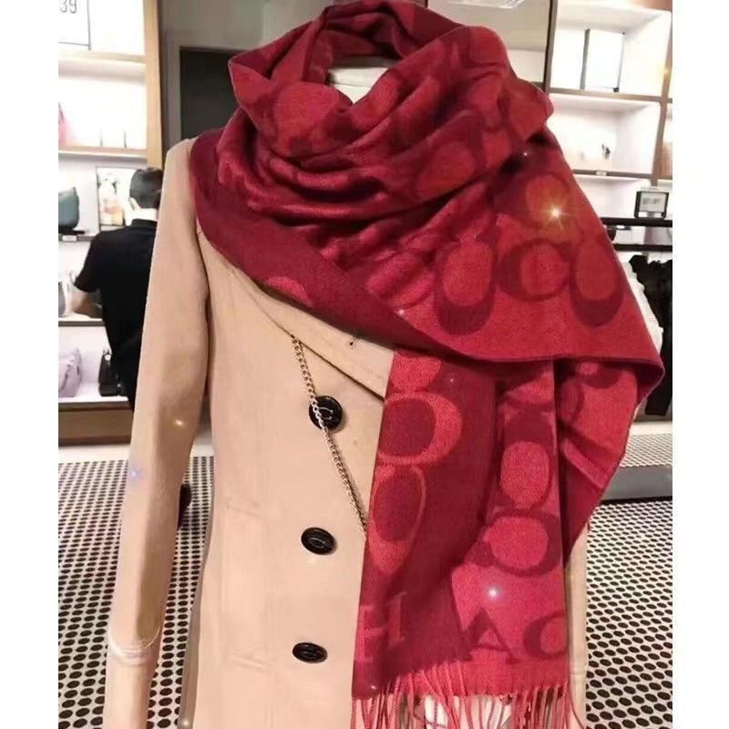 autumn and winter coa light luxury scarf wool advanced new all-matching tassel shawl double-sided scarf warm classic internet celebrity