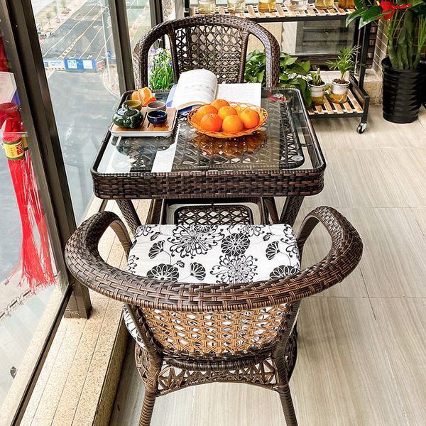 balcony small table and chair pe rattan chair three-piece combination suit outdoor leisure tea table table and chair courtyard waterproof armchair