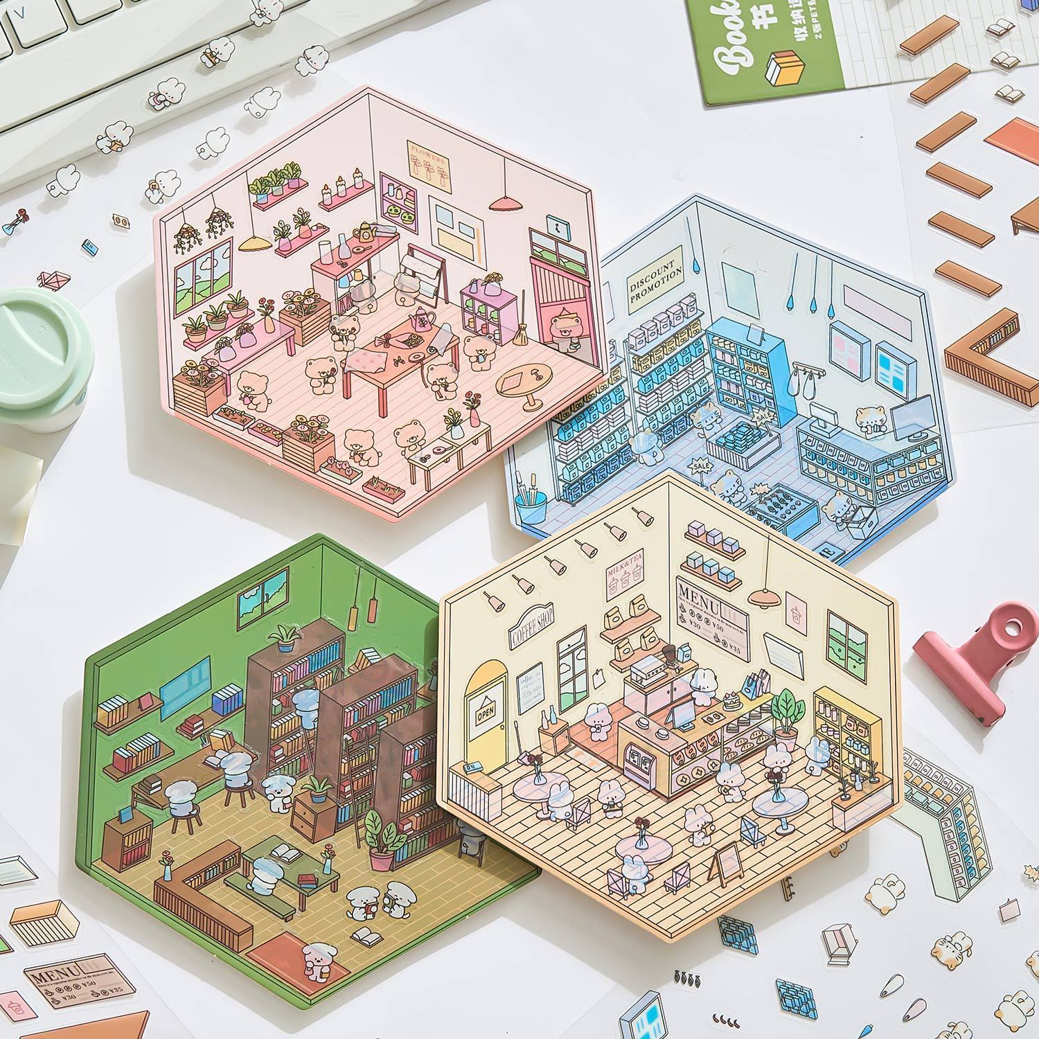 3diy three-dimensional landscaping toys educational stickers cottage three-dimensional korean miniature scene cute journal creative stacking