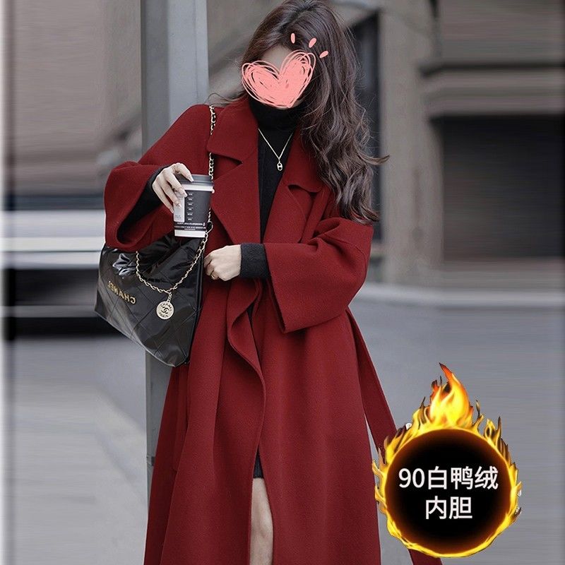 down jacket woolen coat for women 2024 winter high-end korean style detachable liner thickening double-sided woolen coat