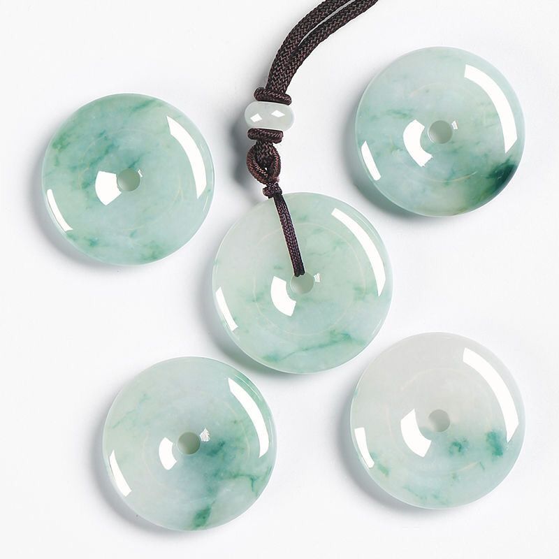 natural myanmar a- level jade floating flowers safety buckle pendant jade pendant