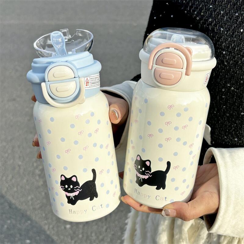 fresh ins girls school students cute little black  large capacity good-looking 316 stainless steel warm-keeping water cup