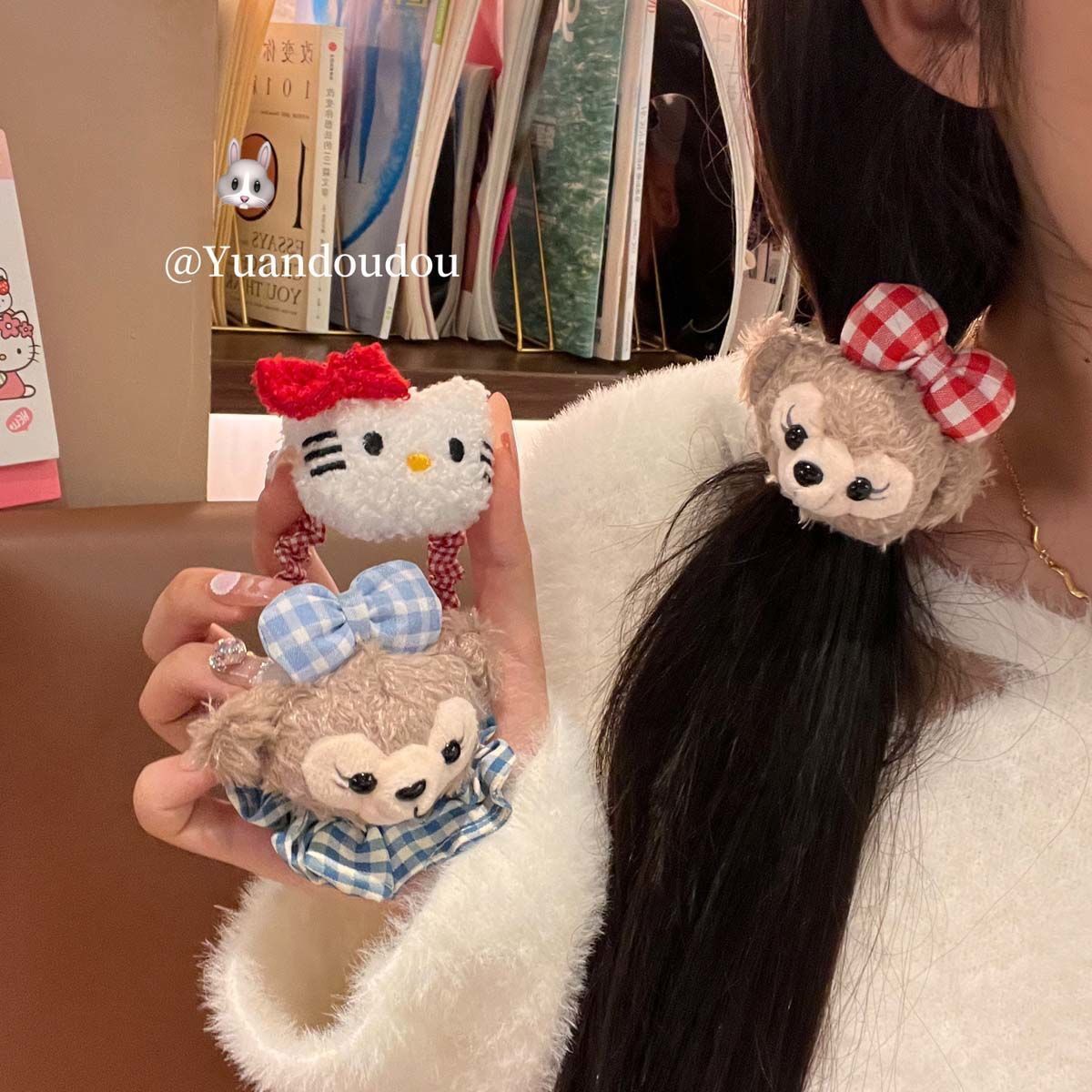 cute shelliemay plaid hair ring hair rope college jk style red plaid doll bangs duckbill clip japanese hair accessories