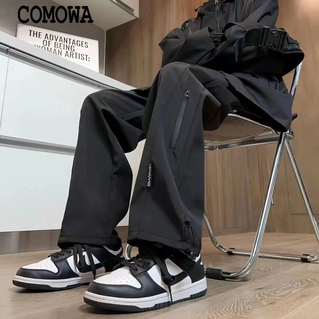 comowa tactical pants men fashion brands overalls 2024 new loose american straight sports and leisure pants