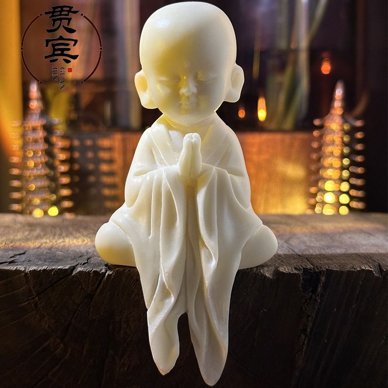 ivory nut half sitting little monk ornaments zen decoration meditation cartoon samanera character crafts hand pieces crafts