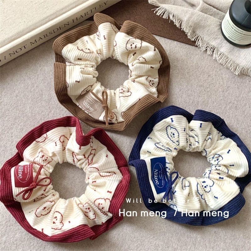 korean style autumn and winter new cartoon puppy large intestine hair ring sweet girl bun ponytail hair string tied-up hair headdress female