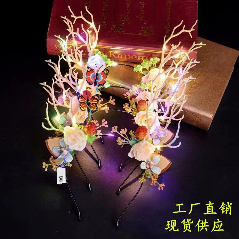 glowing christmas christmas headdress new antlers internet celebrity flash elk gift headband night market headband toy