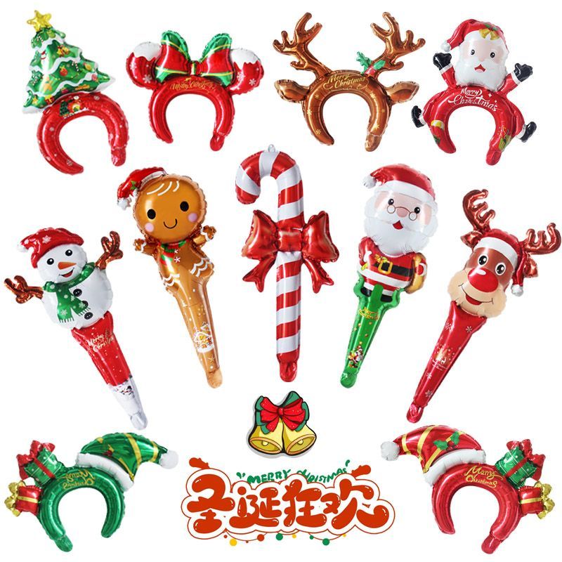 christmas kindergarten activity mall and shop scene decorations arrangement hair band hand-held bar balloon small gift