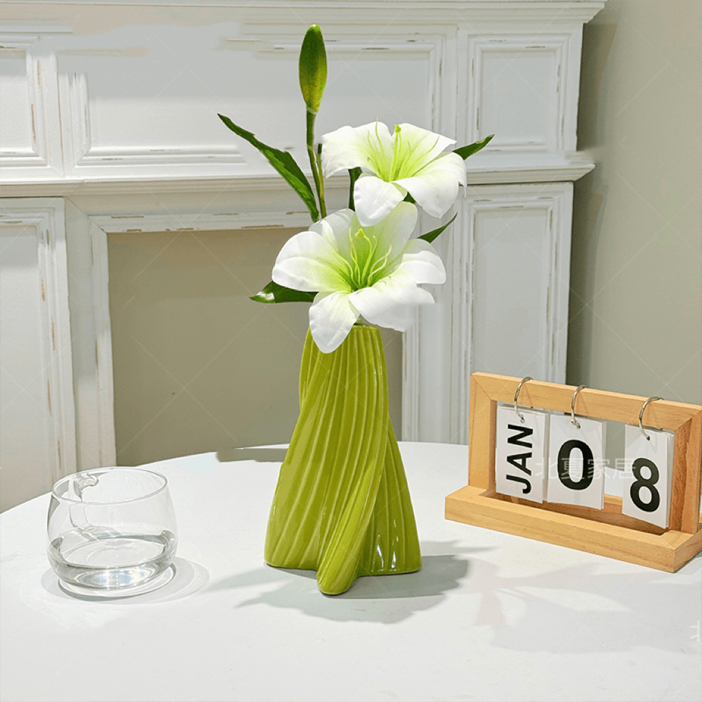 light luxury lily feel fake/artificial flower ceramic vase living room decoration dining table top room decoration