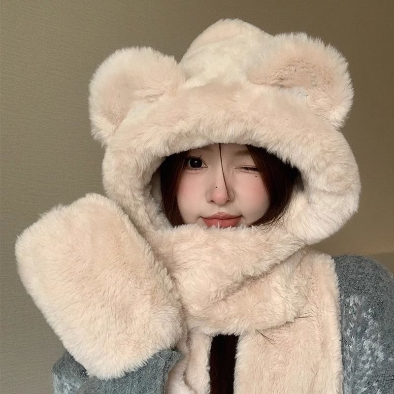 hat women‘s autumn atmosphere autumn and winter 2024 new hat winter furry cold-proof warm scarf