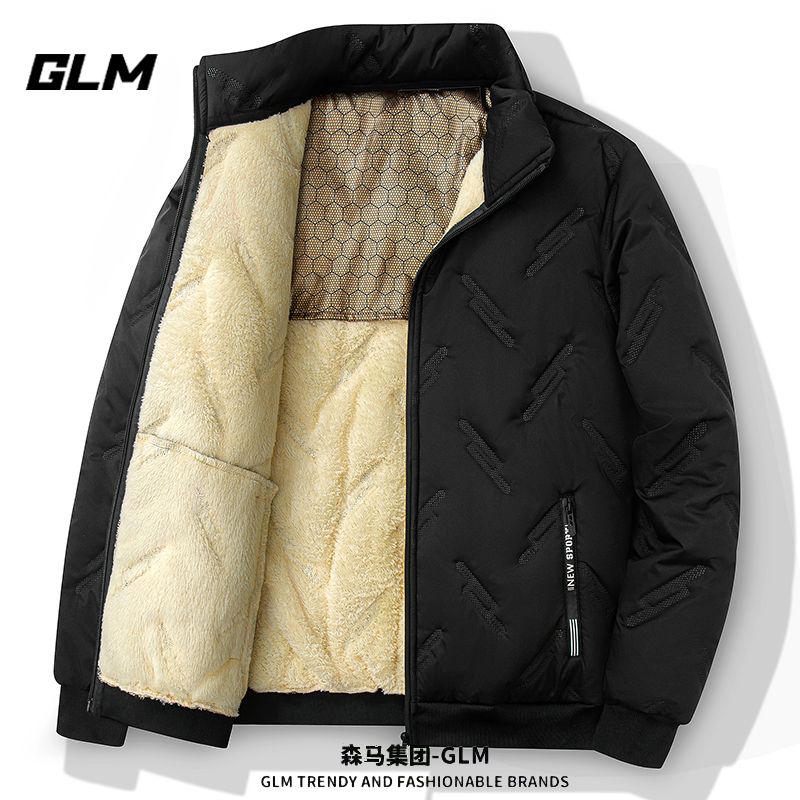 senma group glm winter lambskin coat men‘s velvet cotton clothes thermal cotton-padded clothes loose plus size stand collar cotton-padded jacket