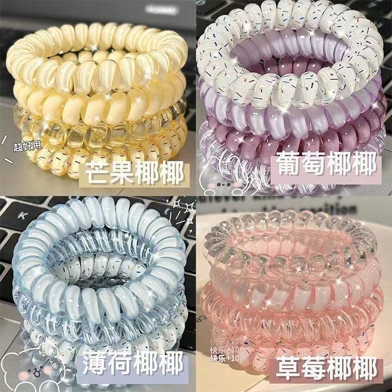 simple girl high quality grape coconut wave point seamless hair ring fresh all-match large intestine thick hair rope durable