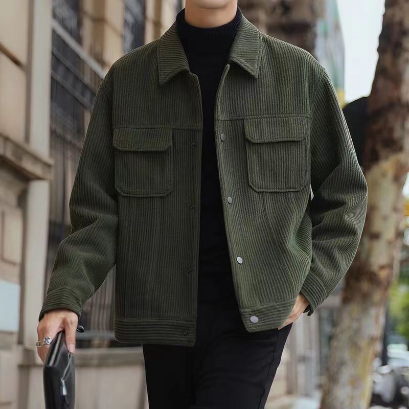 2024 spring and autumn  collar jacket men‘s business shirt casual all-matching loose men‘s jacket high-grade autumn clothing