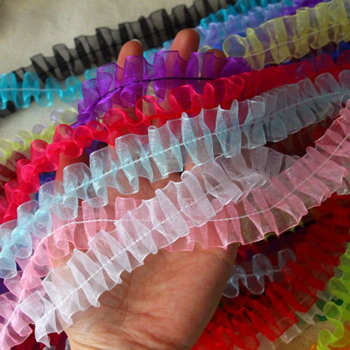 2.5cm wide in stock fishbone yarn lace mesh wrinkle lace clothing curtain diy pleated handmade finish accessories