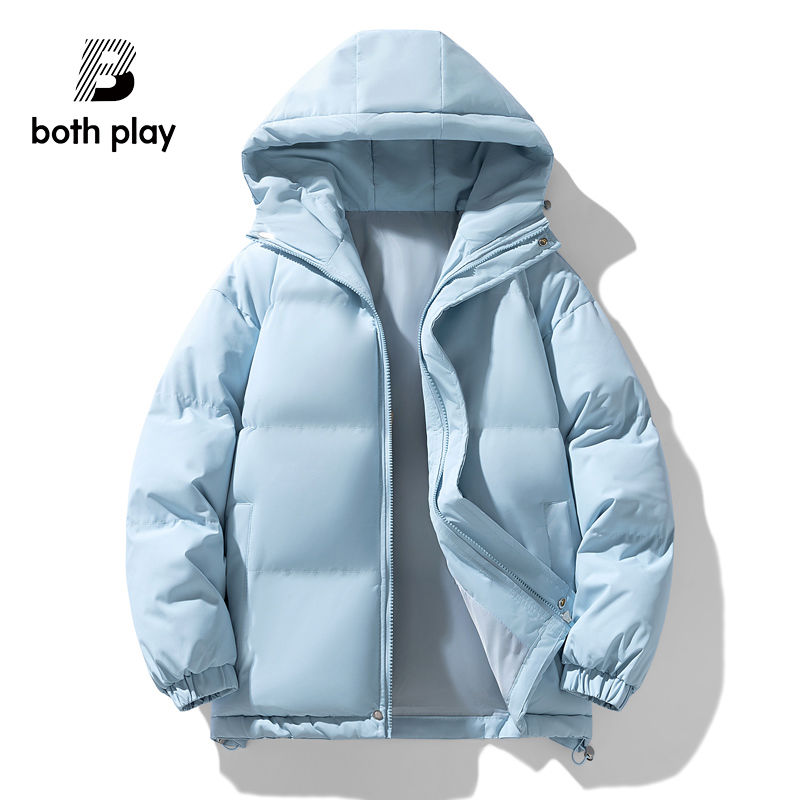 both play winter cotton-padded coat unisex thickened coat new hooded cotton-padded jacket warm couple loose cotton coat tide