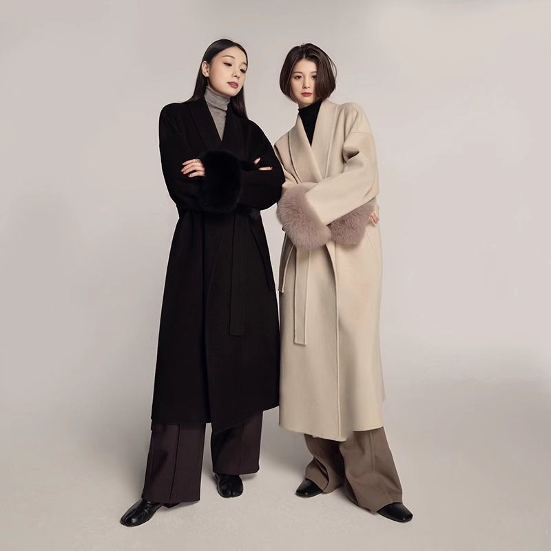 high sense reversible cashmere coat women‘s mid-length below the knee woolen coat double-faced woolen goods wool overcoat 2024 autumn and winter