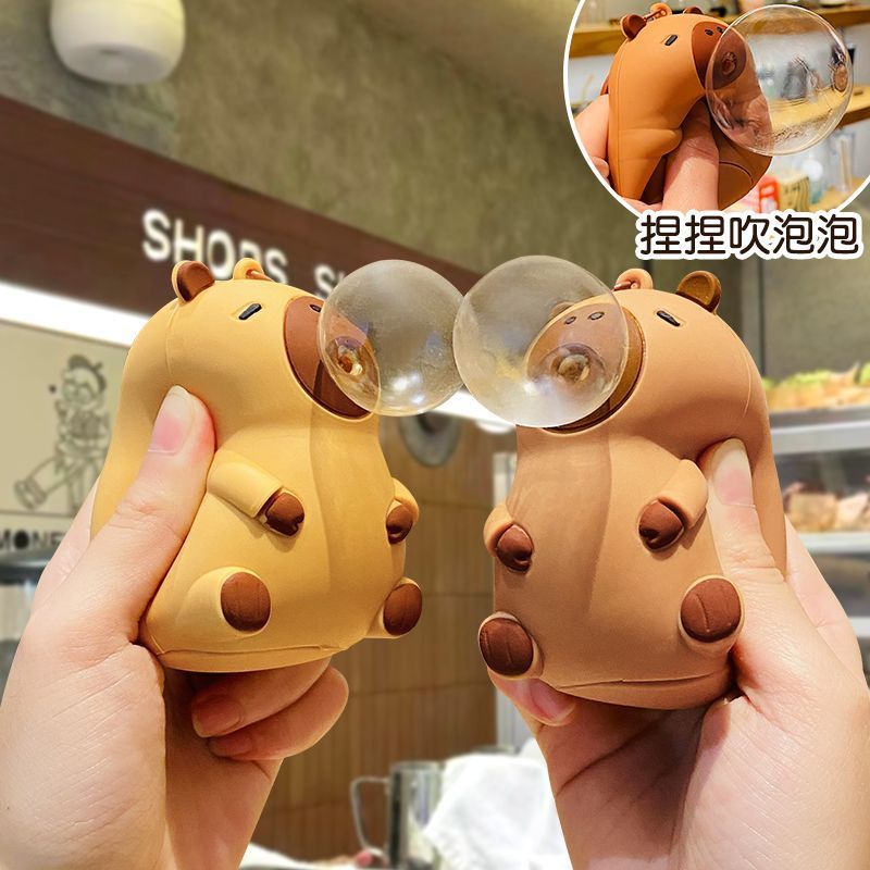 cute capabala bubble blowing toy cartoon creative keychain internet celebrity students‘ school bag pendant couple gift