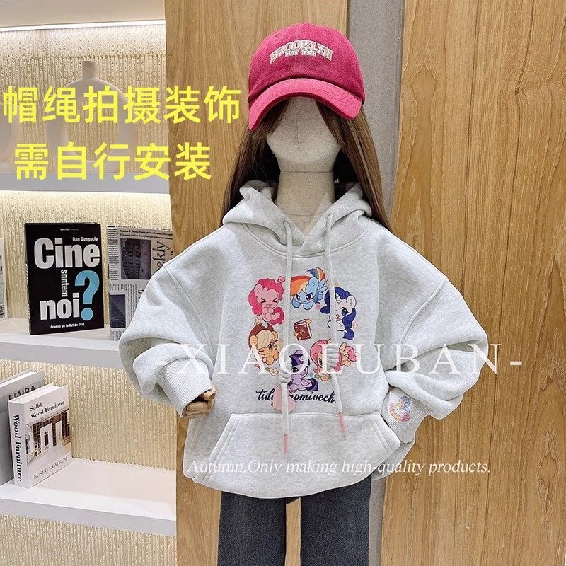 children‘s sweater girl 2024 autumn and winter style western style my little pony printed college style children all-match fashionable top