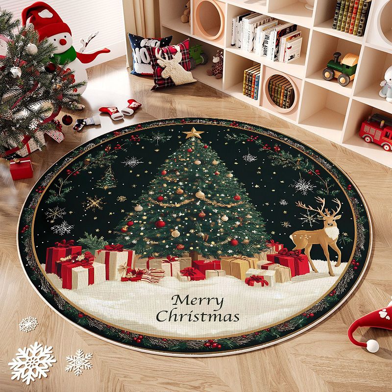 christmas carpet holiday atmosphere round floor mat christmas floor mat christmas tree decorations living room carpet ins