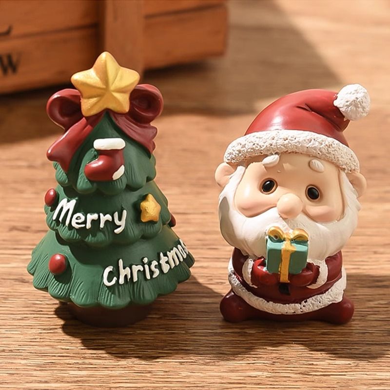 christmas dress up mini resin decorations desktop small animal elderly snowman elk decorations gift for children