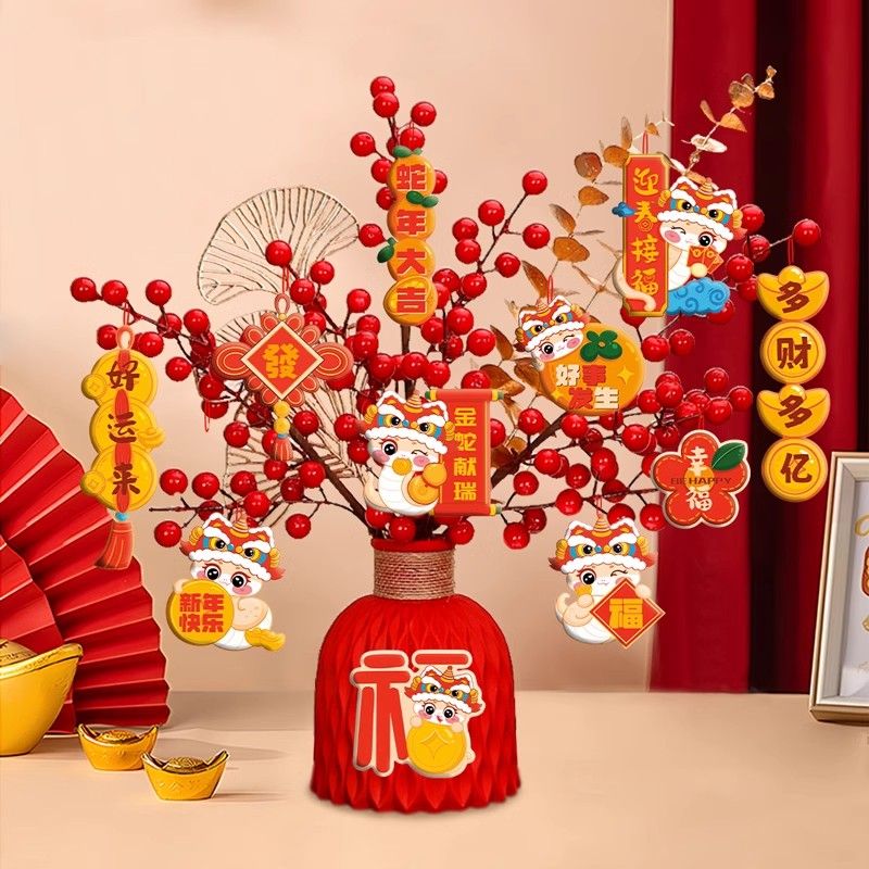 2025 new year decoration decoration snake year chinese new year living room fortune bucket decoration new year‘s day tv cabinet decoration