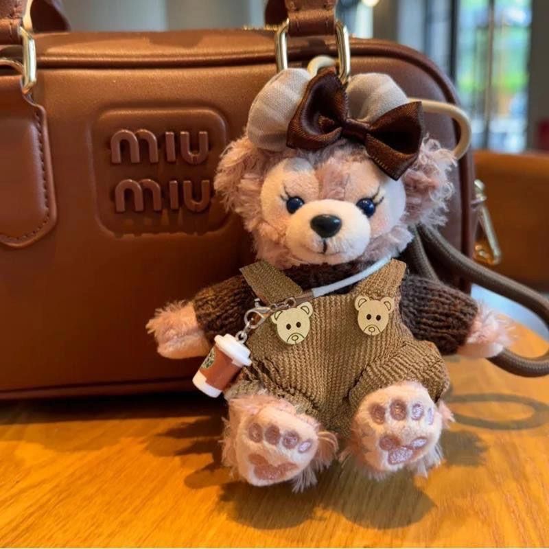 autumn and winter brown suspender coffee shelliemay plush doll bag package pendant car key ring hanging ornaments couple gift