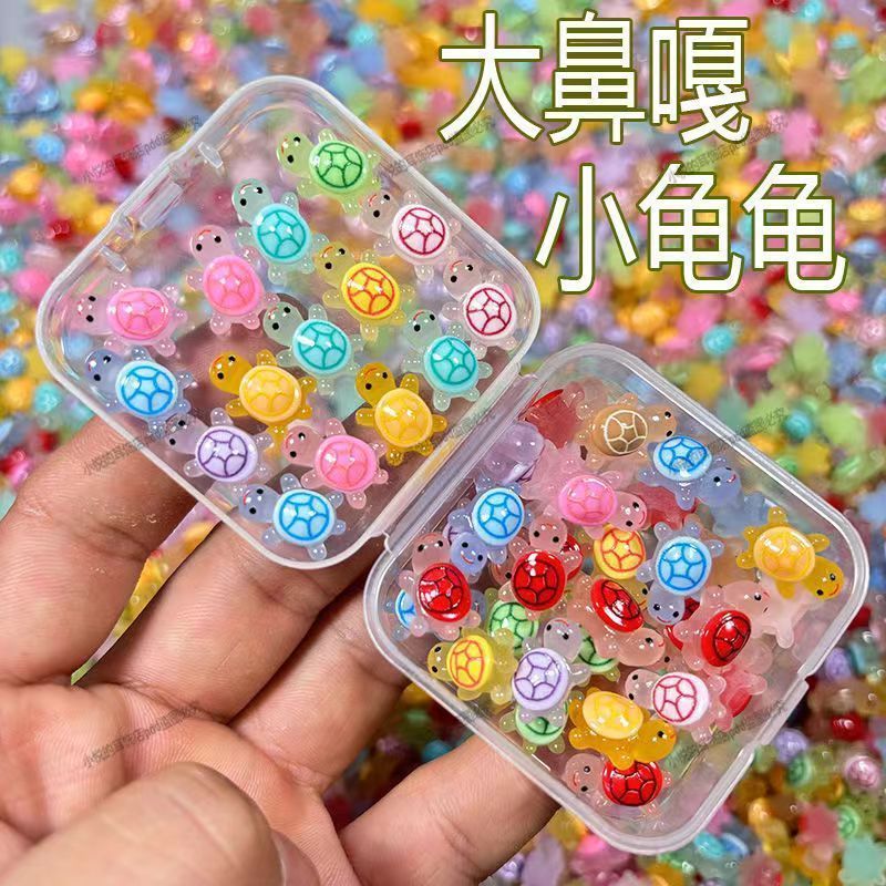 mini cartoon luminous turtle cream decoration resin landscape cute turtle diy accessories mini resin ornament ins