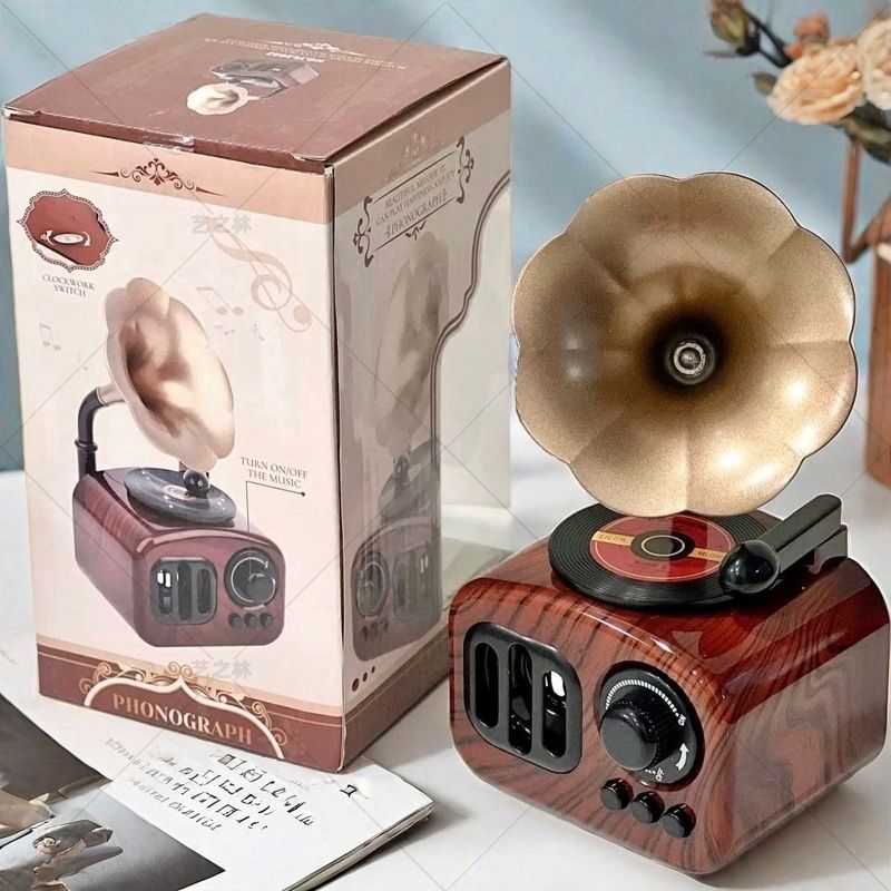 cute retro phonograph music box eight-tone living room literary decoration desktop decoration holiday birthday gift men and women